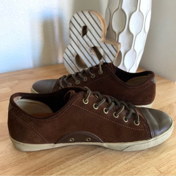 Frye Chambers Mens Low Top Suede Sneakers Brown Leather Cap-Toe Lace Up Size 11 - Picture 10 of 16